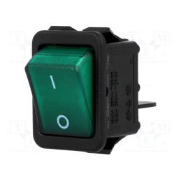 10 pcs : R210-1-C5G-BG9NWC - ROCKER, DPST, Pos: 2, ON-OFF, 16A/250VAC, green, neon lamp, 230V