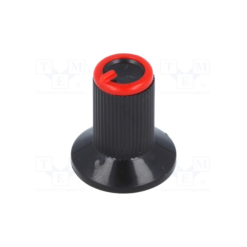 10 pcs : - Knob, with flange, plastic, Øshaft: 6mm, Ø10x19mm, black, red