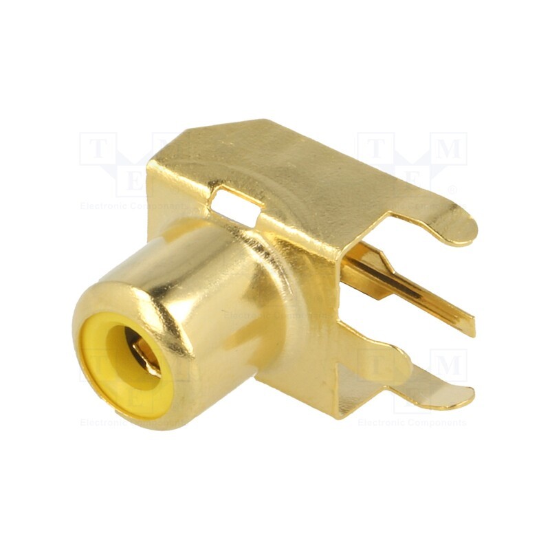 10 pcs : 938 - Socket, RCA, female, angled 90°, THT, brass, gold-plated, on PCBs