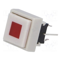 10 pcs : PB6135AL-1 - Switch: keypad, Pos: 2, DPDT, 0.1A/30VDC, white, LED, red, THT, 1.5N