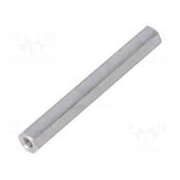 50 pcs : 134X45 - Screwed spacer sleeve, 45mm, Int.thread: M3, hexagonal, aluminium
