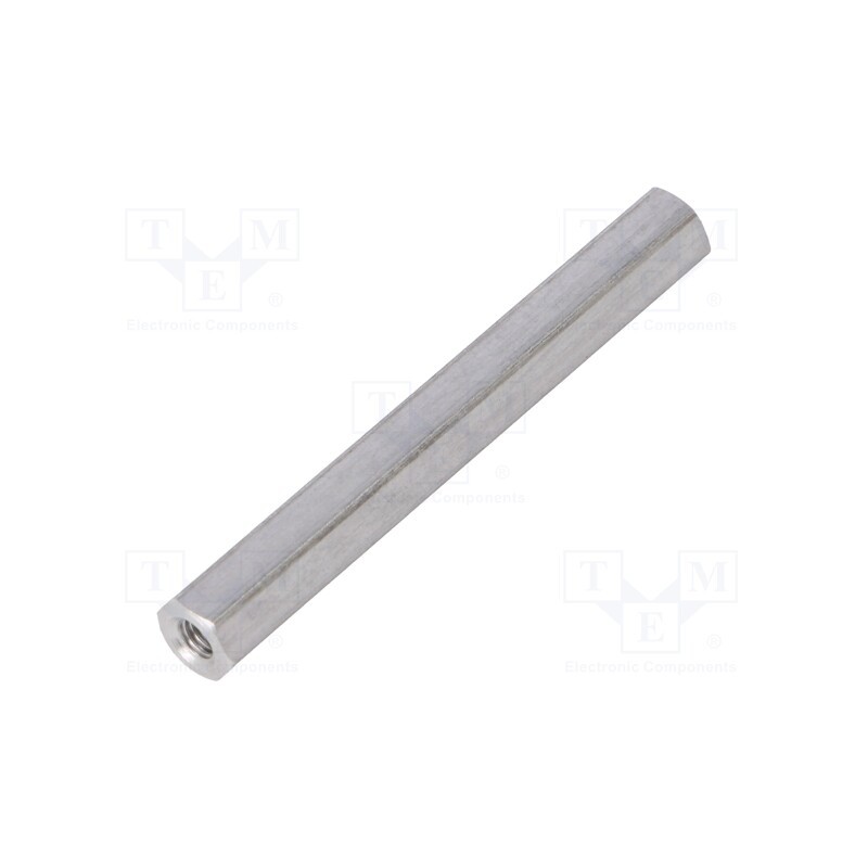 50 pcs : 134X45 - Screwed spacer sleeve, 45mm, Int.thread: M3, hexagonal, aluminium