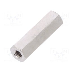 50 pcs : 115X20 - Screwed spacer sleeve, 20mm, Int.thread: M3, hexagonal, brass