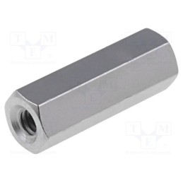 50 pcs : 111X12 - Screwed spacer sleeve, 12mm, Int.thread: M2, hexagonal, brass