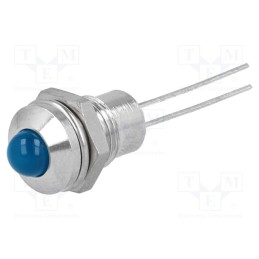 10 pcs : SMQS084 - Indicator: LED, prominent, blue, Ø8.2mm, IP40, for PCB, brass
