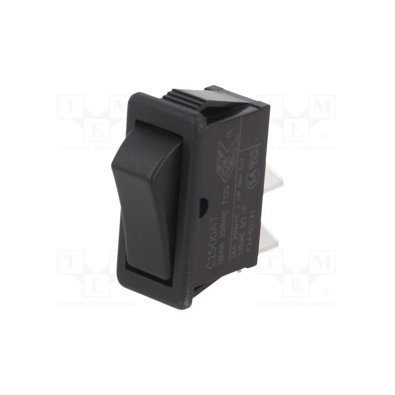 10 pcs : C1500ATAAA - ROCKER, SPST, Pos: 2, ON-OFF, 16A/250VAC, none, Body: black, 1500