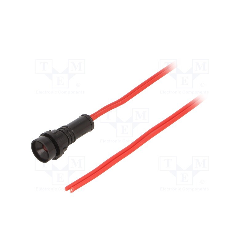 10 pcs : LKM220-R 600MM CABLE - Indicator: LED, prominent, red, 230VAC, Ø10mm, IP20, leads 600mm