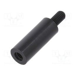 50 pcs : 287RDX20 - Screwed spacer sleeve, cylindrical, polyamide, M4, M4, 20mm, black