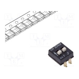 10 pcs : SDA02H1SBDR - Switch: DIP-SWITCH, Poles number: 2, ON-OFF, 0.025A/24VDC, Pos: 2