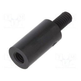 50 pcs : 287RDX15 - Screwed spacer sleeve, cylindrical, polyamide, M4, M4, 15mm, black
