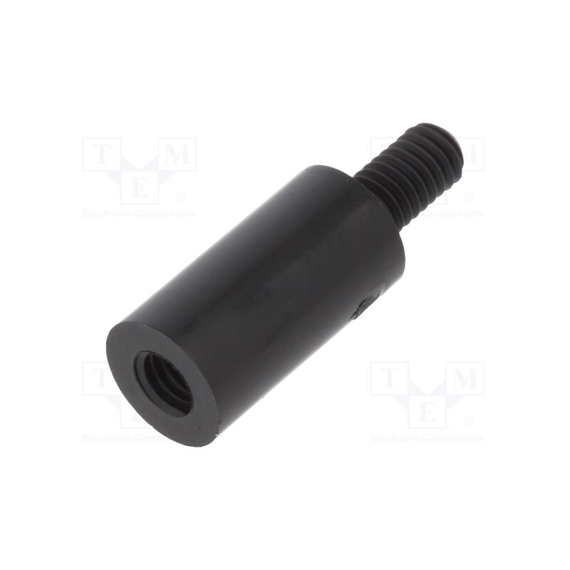 50 pcs : 287RDX15 - Screwed spacer sleeve, cylindrical, polyamide, M4, M4, 15mm, black