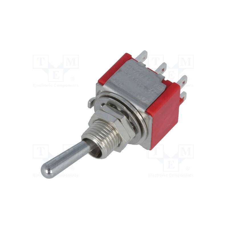 10 pcs : - Switch: toggle, Pos: 2, DPDT, ON-ON, 2A/250VAC, 5A/28VDC, -35÷80°C
