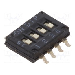 10 pcs : DHNF-04F-T-V - Switch: DIP-SWITCH, Poles number: 4, ON-OFF, 0.1A/50VDC, Pos: 2