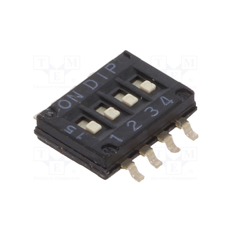 10 pcs : DHNF-04F-T-V - Switch: DIP-SWITCH, Poles number: 4, ON-OFF, 0.1A/50VDC, Pos: 2