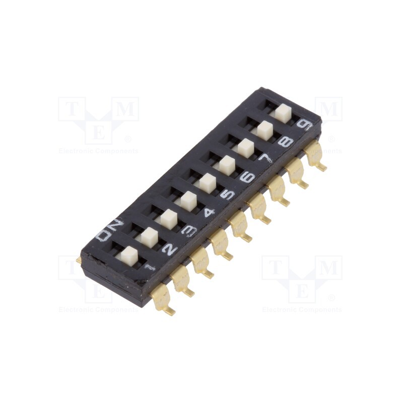 10 pcs : A6S-9104-H - Switch: DIP-SWITCH, Poles number: 9, ON-OFF, 0.025A/24VDC, Pos: 2
