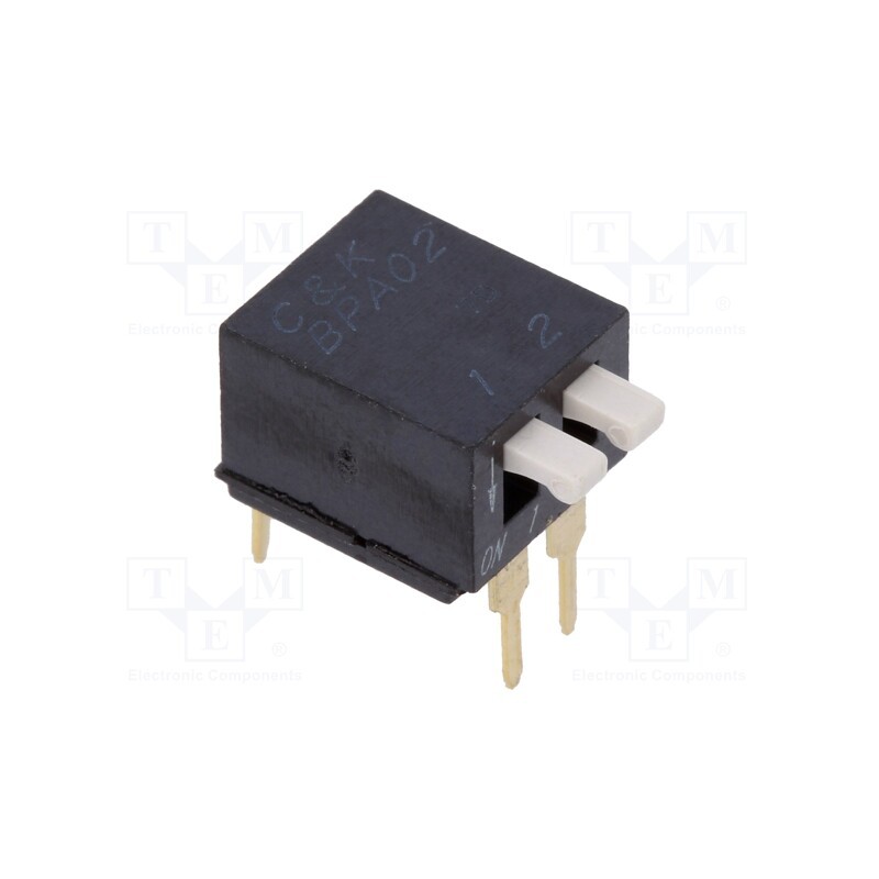 10 pcs : BPA02B - Switch: DIP-SWITCH, Poles number: 2, OFF-ON, 0.025A/24VDC, Pos: 2