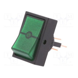 10 pcs : R13-207B-01-BG - ROCKER, SPST, Pos: 2, ON-OFF, 30A/12VDC, green, neon lamp, 50mΩ
