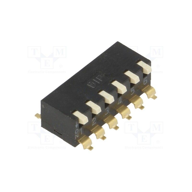10 pcs : EPM-06-V - Switch: DIP-SWITCH, Poles number: 6, ON-OFF, 0.025A/24VDC, Pos: 2