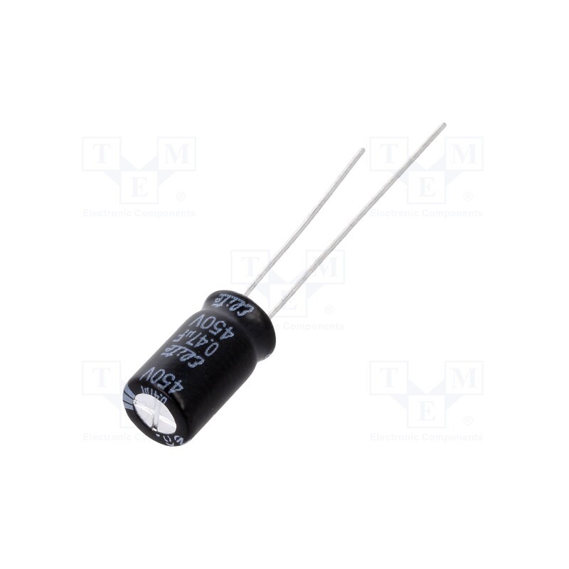 50 pcs : PF2WR47MNN6311U - Capacitor: electrolytic, THT, 0.47uF, 450VDC, Ø6.3x11mm, ±20%