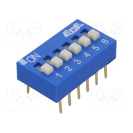 10 pcs : EDG106S - Switch: DIP-SWITCH, Poles number: 6, ON-OFF, 0.025A/24VDC, Pos: 2
