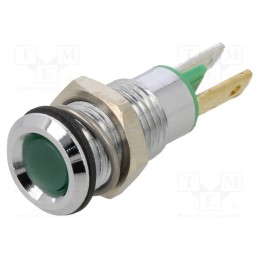 10 pcs : 19010051 - Indicator: LED, flat, green, 2.2VDC, Ø8mm, connectors 2,0x0,8mm