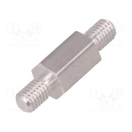 50 pcs : 438X12 - Screwed spacer sleeve, 12mm, Ext.thread: M5, hexagonal, aluminium