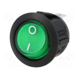 10 pcs : R13-112B-02-BG-2D-N-2 - ROCKER, SPST, Pos: 2, ON-OFF, 10A/250VAC, green, neon lamp, 230V