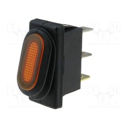 10 pcs : R13-70B8-01-Y - ROCKER, SPST, Pos: 2, ON-OFF, 10A/250VAC, orange, IP65, neon lamp