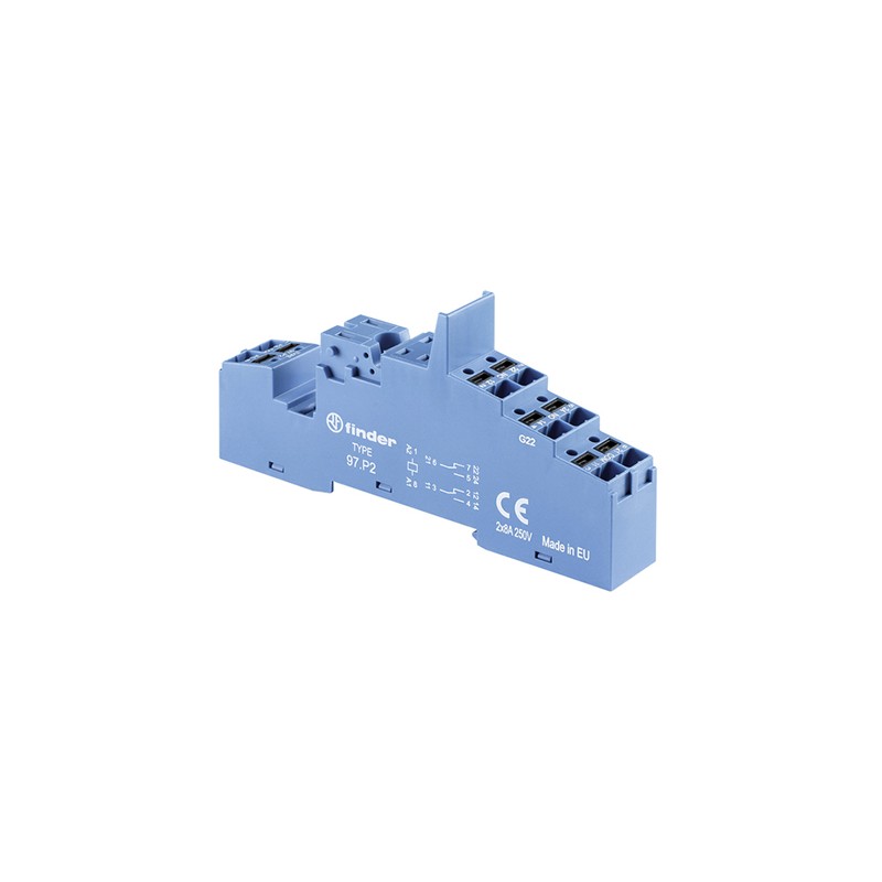 1 pcs - Finder 97 8 Pin 250V ac DIN Rail Relay Socket, for use with 46.52 Relay