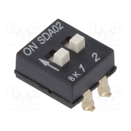 10 pcs : SDA02H1SBD - Switch: DIP-SWITCH, Poles number: 2, ON-OFF, 0.025A/24VDC, Pos: 2