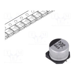 10 pcs : EEEFP0J331AP - Capacitor: electrolytic, low ESR, SMD, 330uF, 6.3VDC, Ø8x6.2mm