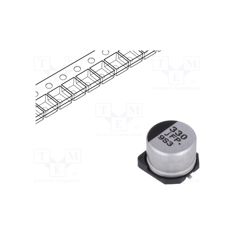 10 pcs : EEEFP0J331AP - Capacitor: electrolytic, low ESR, SMD, 330uF, 6.3VDC, Ø8x6.2mm