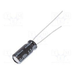 10 pcs : UKL2A2R2MDD1TD - Capacitor: electrolytic, THT, 2.2uF, 100VDC, Ø5x11mm, Pitch: 2mm