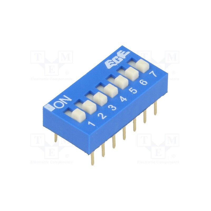 10 pcs : EDG107S - Switch: DIP-SWITCH, Poles number: 7, ON-OFF, 0.025A/24VDC, Pos: 2