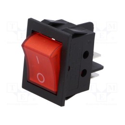 10 pcs : RSI2013C3RD - ROCKER, DPST, Pos: 2, ON-OFF, 15A/250VAC, red, neon lamp, 35mΩ, RSC09