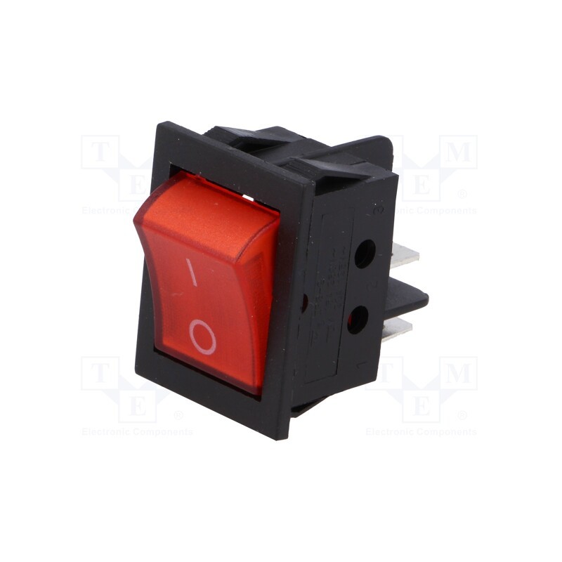 10 pcs : RSI2013C3RD - ROCKER, DPST, Pos: 2, ON-OFF, 15A/250VAC, red, neon lamp, 35mΩ, RSC09