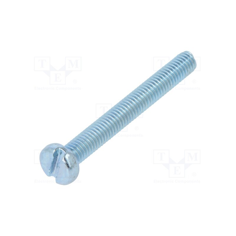 500 pcs : 1123653 - Screw, M3x25, 0.5, Head: cheese head, slotted, 0,8mm, steel, zinc