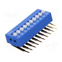 10 pcs : - Switch: DIP-SWITCH, Poles number: 10, ON-OFF, 0.05A/12VDC, Pos: 2