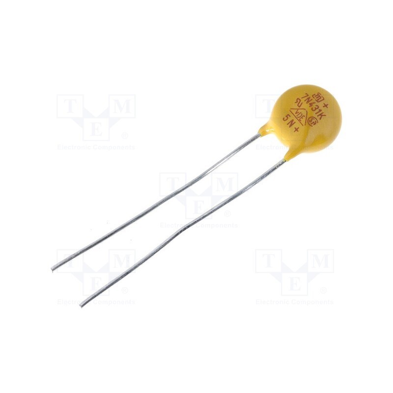 50 pcs : - Varistor: metal-oxide, THT, 275VAC, 350VDC, 430V, ±10%, 1.2kA, 29J