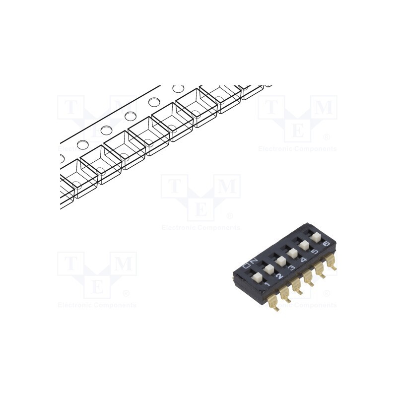 10 pcs : A6S-6104-PH - Switch: DIP-SWITCH, OFF-ON, 0.025A/24VDC, Pos: 2, -20÷70°C, SMD