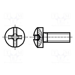 1000 pcs : 1219650 - Screw, M3x4, 0.5, Head: button, Phillips,slotted, 0,6mm,PH1, steel