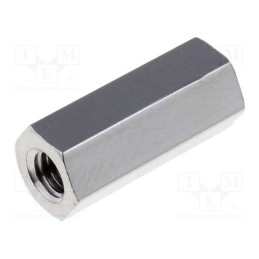 50 pcs : M30012.00.65 - Screwed spacer sleeve, 12mm, Int.thread: M3, brass, nickel