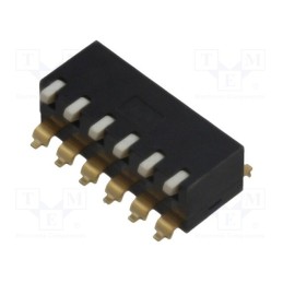 10 pcs : A6SR-6104 - Switch: DIP-SWITCH, Poles number: 6, ON-OFF, 0.025A/24VDC, Pos: 2