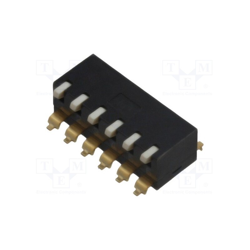 10 pcs : A6SR-6104 - Switch: DIP-SWITCH, Poles number: 6, ON-OFF, 0.025A/24VDC, Pos: 2