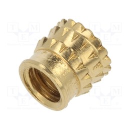50 pcs : 001M5 - Threaded insert, brass, M5, BN 37885, L: 10.1mm, MULTISERT®