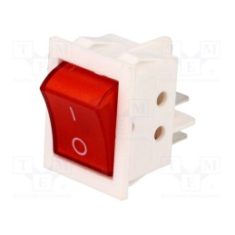 10 pcs : RSI2013C3R/W - ROCKER, DPST, Pos: 2, ON-OFF, 15A/250VAC, red, neon lamp, 35mΩ, RSC09