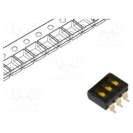 10 pcs : A6S-3102-PH - Switch: DIP-SWITCH, OFF-ON, 0.025A/24VDC, Pos: 2, -20÷70°C, SMD