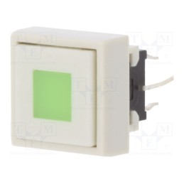 10 pcs : PB6135AL-3 - Switch: keypad, Pos: 2, DPDT, 0.1A/30VDC, white, LED, green, THT, 1.5N