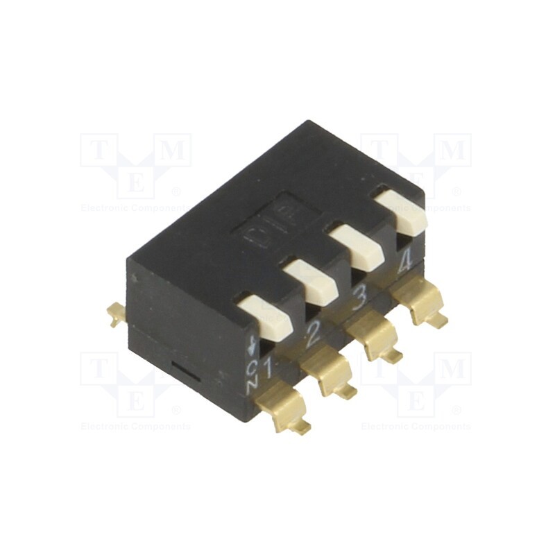 10 pcs : EPM-04-V - Switch: DIP-SWITCH, Poles number: 4, ON-OFF, 0.025A/24VDC, Pos: 2