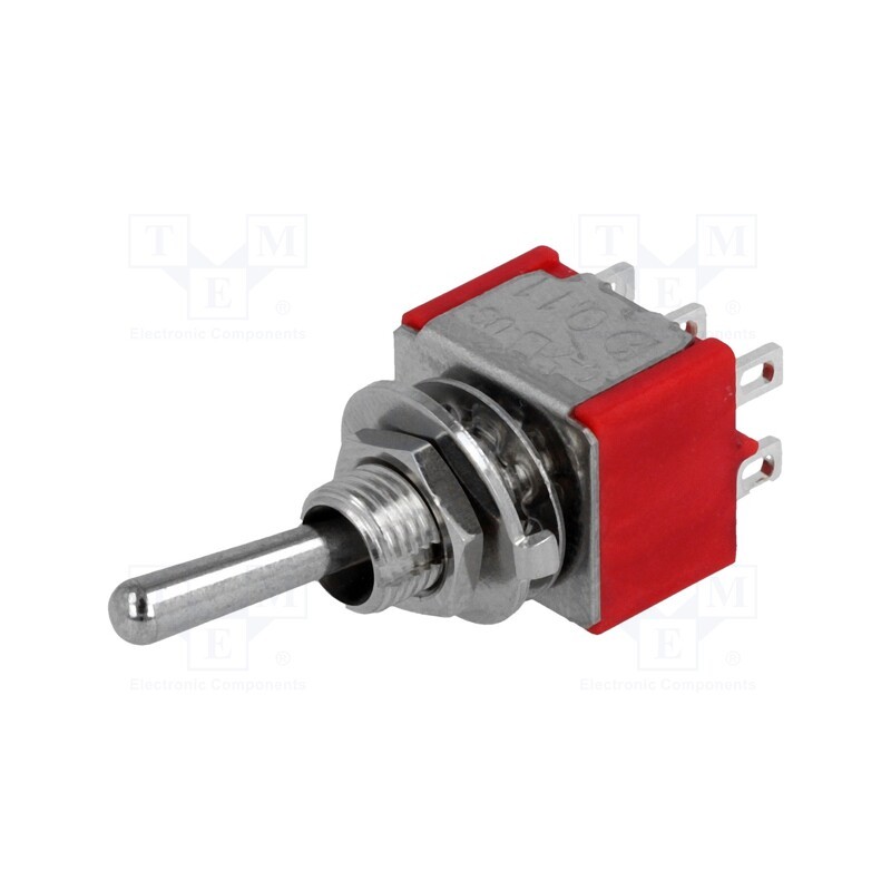 10 pcs : - Switch: toggle, Pos: 3, DP3T, ON-OFF-ON, 2A/250VAC, 5A/28VDC, ICE1